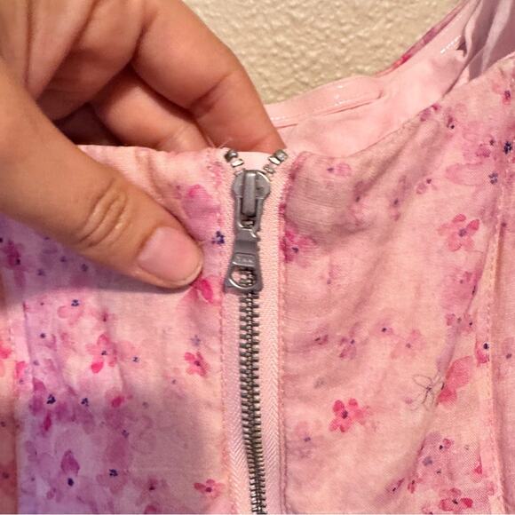 Bardot Revolve Pink Floral Kiah Corset Mini Dress Womens M Coquette Romantic - Picture 10 of 16